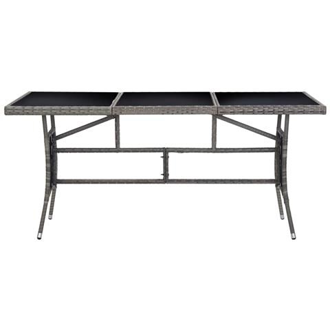 Tavolo Da Giardino Grigio 170x80x74 Cm In Polyrattan - Foto 2