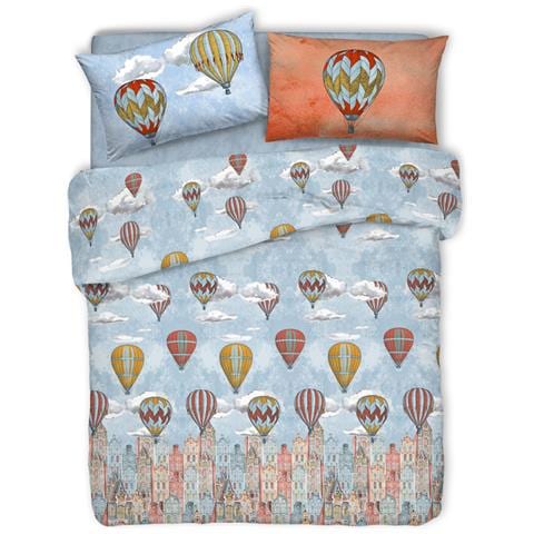 Copripiumino Sacco Piumone Pensieri Delicati Cotone Disegno Volare Singolo Arancio - Foto 1