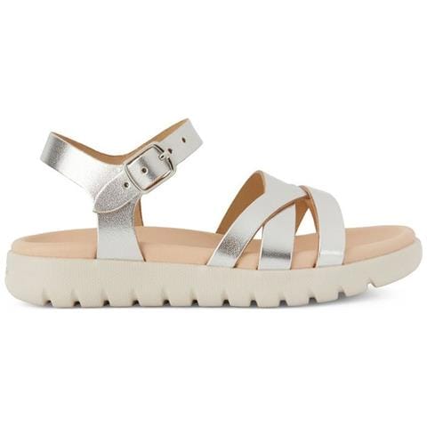 Sandal Soleima Sandali Pelle Di Mucca Scarpe Bambina Argento Eu 33, J45gsa 000cf C1007 - Foto 1