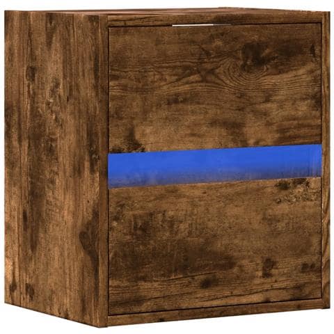 Mobile TV a Parete con Luci LED Rovere Fumo 41x31x45 cm - Foto 2