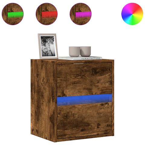 Mobile TV a Parete con Luci LED Rovere Fumo 41x31x45 cm - Foto 1