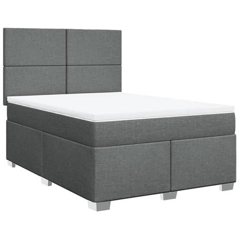 Giroletto A Molle Con Materasso Grigio Scuro 160x200 Cm Tessuto - Foto 2