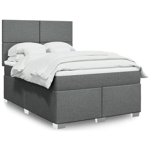 Giroletto A Molle Con Materasso Grigio Scuro 160x200 Cm Tessuto - Foto 1