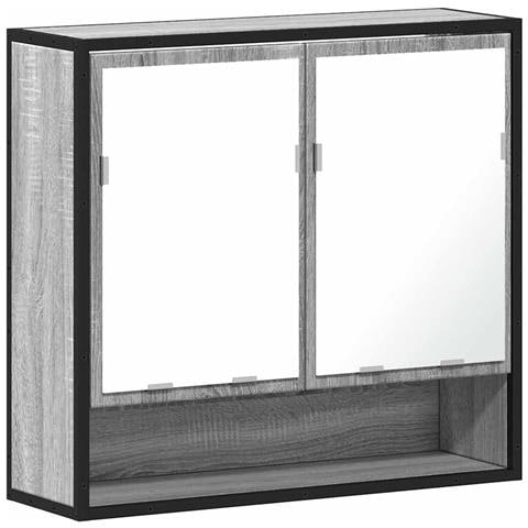 Mobile Specchio Da Bagno Grigio Sonoma 65x20x60 Cm Multistrato - Foto 2