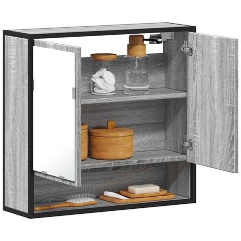 Mobile Specchio Da Bagno Grigio Sonoma 65x20x60 Cm Multistrato - Foto 1