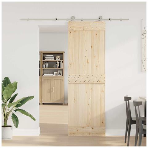 Kit Binari Porta Scorrevole 200 Cm Acciaio Inossidabile Argento - Foto 3