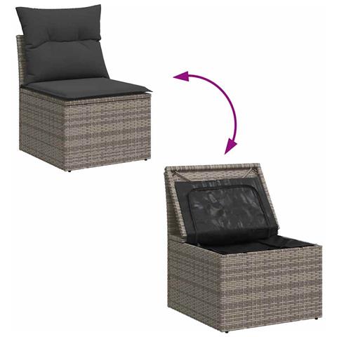 Set Divano Giardino 5 Pz Con Cuscini Grigio Polyrattan Acacia - Foto 10