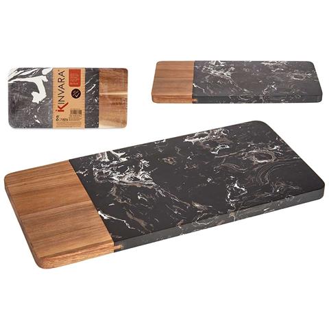 Dam  Tagliere In Legno E Marmo Nero 30cm 15x30x1,3 Cm. Colore Nero - Foto 2