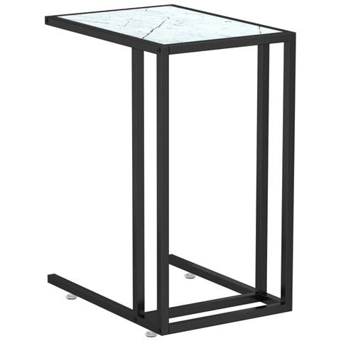 Lusso Casadino -  Tavolino Per Computer Marmo Bianco 50x35x65 Cm Vetro Temperato - Foto 1