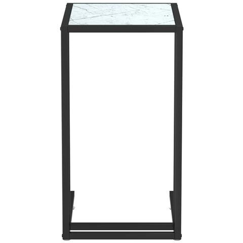 Lusso Casadino -  Tavolino Per Computer Marmo Bianco 50x35x65 Cm Vetro Temperato - Foto 2