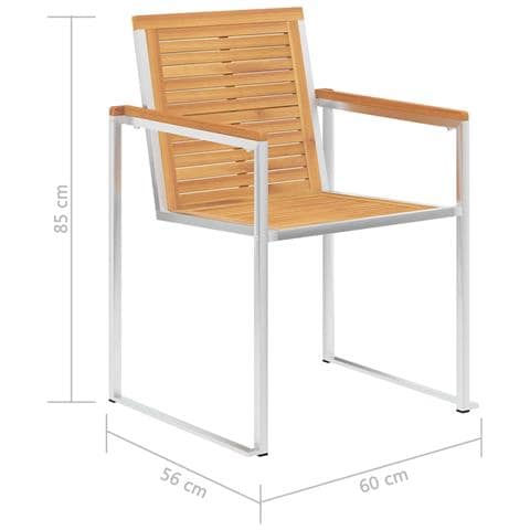 Sedie Da Giardino 6 Pz Legno Massello Di Teak E Acciaio Inox - Foto 5