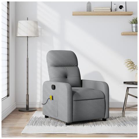 Lusso Casadino -  Poltrona Massaggiante Reclinabile Grigio Chiaro In Tessuto - Foto 8