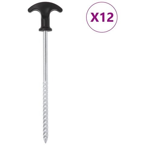 Picchetti per Tenda 12 pz 20 cm Ø7 mm in Acciaio Zincato - Foto 1