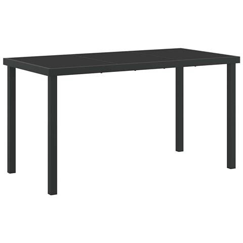 Tavolo da Giardino Nero 140x80x73 cm Vetro Temperato - Foto 1