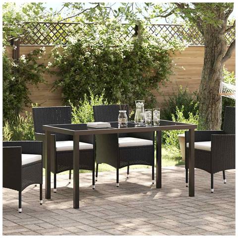 Tavolo da Giardino Nero 140x80x73 cm Vetro Temperato - Foto 2