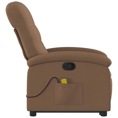 Poltrona Alzapersona Massaggiante Reclinabile Marrone Tessuto - Foto 9