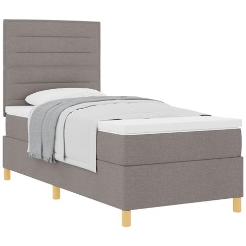 Letto a molle con materasso tortora singolo in tessuto - Foto 1