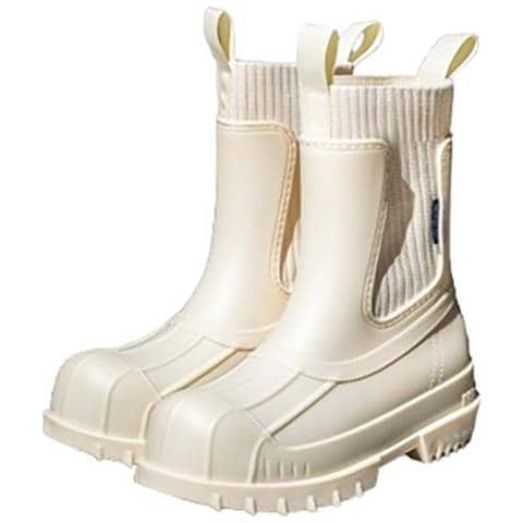 Stivali Da Pioggia Impermeabili Da Donna In Stile Britannico Compatibili Con Abbigliamento Casual, Con Tomaia In Pvc E Design Elastico Per Un Comfort Superiore White 41 - Foto 1