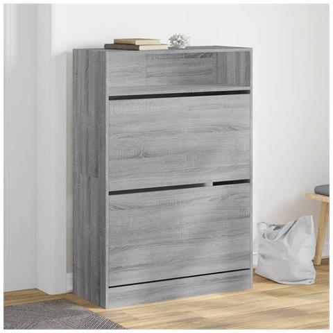 Scarpiera 2 Cassetti Ribaltabili Grigio Sonoma 80x34x116 cm - Foto 2