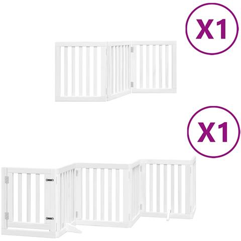 Cancello Cani Porta Pieghevole Bianco 9 Pannelli 450 cm Pioppo - Foto 1