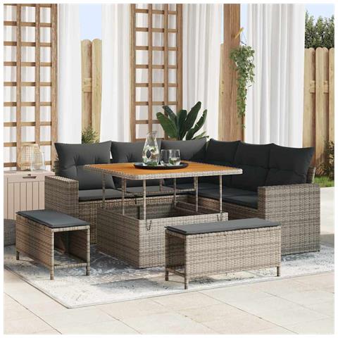 Set Divano da Giardino 8 pcs Grigio 100 x 100 x 71 cm - Foto 2