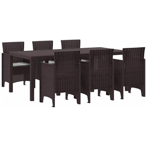 Set da Pranzo per Giardino 7 pcs Marrone Rattan Polt - Foto 1