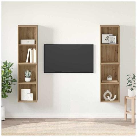 Mobile TV da Parete 4 pcs Quercia Artigianale 37 x 37 x 72 cm - Foto 2