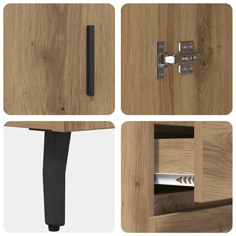 Credenza con cassetto Rovere artigianale 69,5 x 34 x 90 cm - Foto 9