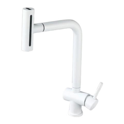 Rubinetto per lavello da cucina, Blackswan, tipo M376, modello bianco, con doccia mobile a 4 vie, misura 41 cm - Foto 1