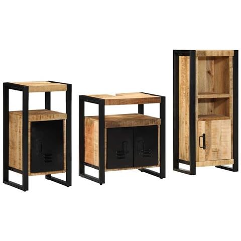 Set di mobili per il bagno 3 pcs Legno di mango massello - Foto 2