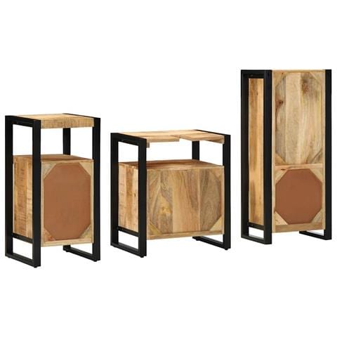 Set di mobili per il bagno 3 pcs Legno di mango massello - Foto 9