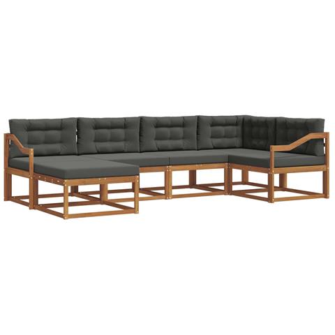 Set di divani da esterno con cuscino 6 pcs Naturale e Antracite - Foto 1