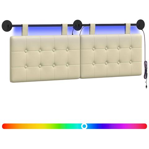Testiera sospesa Con luce LED Crema Similpelle - Foto 1