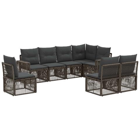 Set Divano da Giardino 8 pcs Grigio e Grigio Scuro polyrattan - Foto 1