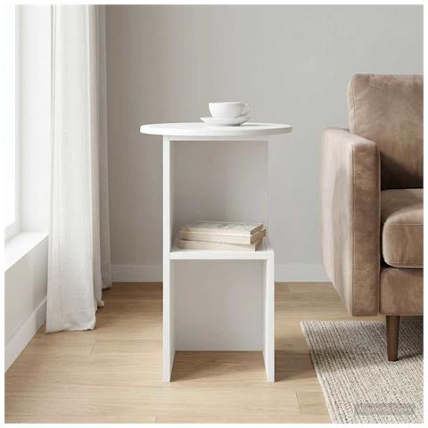 Tavolo laterale Bianco Lucido Ø 39,5 x 55 cm - Foto 2