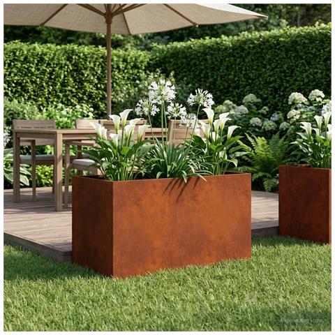 Vaso da giardino Ruggine 80 x 50 x 50 cm Acciaio Corten - Foto 2