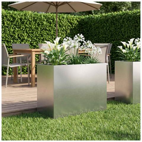 Vaso da giardino Argento 60 x 30 x 50 cm Acciaio Inox - Foto 2
