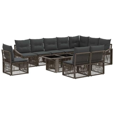 Set Divano da Giardino 11 pz Grigio e Grigio Scuro polyrattan - Foto 1