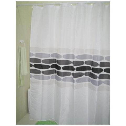 Tenda Doccia in Poliestere impermeabile 180X200 SASSI GRIGI con ganci - Foto 2