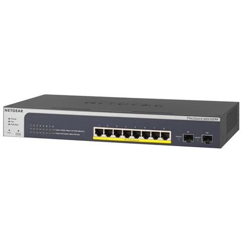 Switch con 8 Porte Gigabit Ethernet (10/100/1000) PoE+ / 2x SFP Colore Grigio - Foto 1