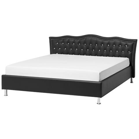 Letto In Pelle Sintetica Nera 140x200cm Metz - Foto 15