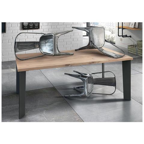 Arnold - Tavolo Da Pranzo Moderno In Acciaio E Rovere Impiallacciato - Foto 3