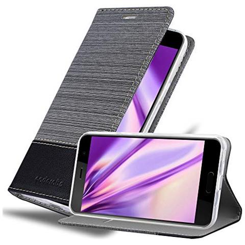 Custodia Compatibile Con Htc U Play In Grigio Nero - Coperchio Protettiva Con Chiusura Magnetica, Funzione Stand E Tasca Per Le Carte - Foto 1