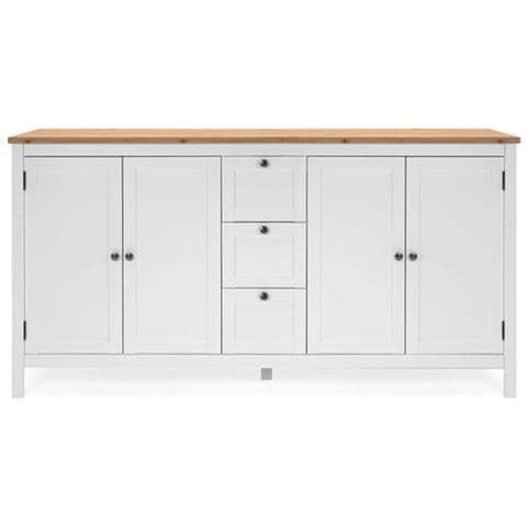 Mobile Credenza 4 Ante 3 Cassetti Bianco Con Top Rovere 180x40xh. 90 Cm - Foto 1