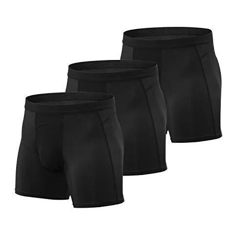 In Confezione Da 3 Uomini Boxer Trunks Intima Molle Eccellente Elastico Traspirante Wicking Slip Black Per Funzionamento Di Ginnastica Di Grandi Dimensioni (misura Della Vita 31inches-34inches) Nero - Foto 1