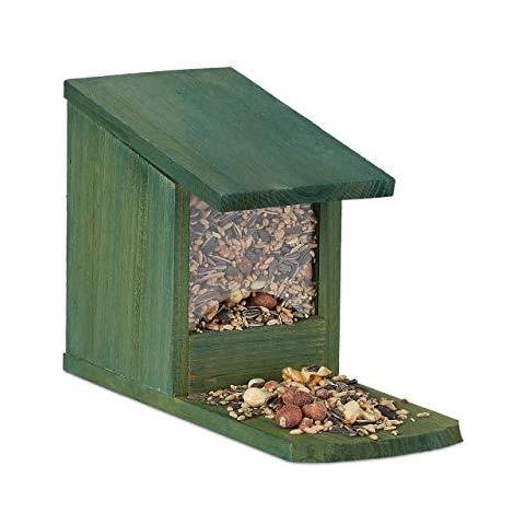 Squirrel Feeder Casa Nutrire Stazione Di Sicurezza In Piedi Legno Hwd 17.5 X 12 X 25 Cm Verde Scuro Legno E Plastica Confezione Da 1 - Foto 1