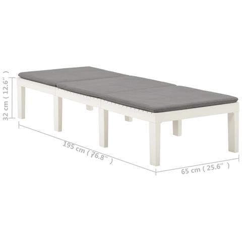 Lettino Prendisole Con Cuscino Plastica Bianco - Foto 9