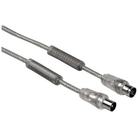 Antenna Cable with Ferrite Cores 90 dB, 1.5 m, Transparent Silver 1.5m Argento cavo coassiale - Foto 1