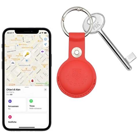 Custodia Originale Ciondolo Per Apple Airtag Beam Leather Red - Foto 5