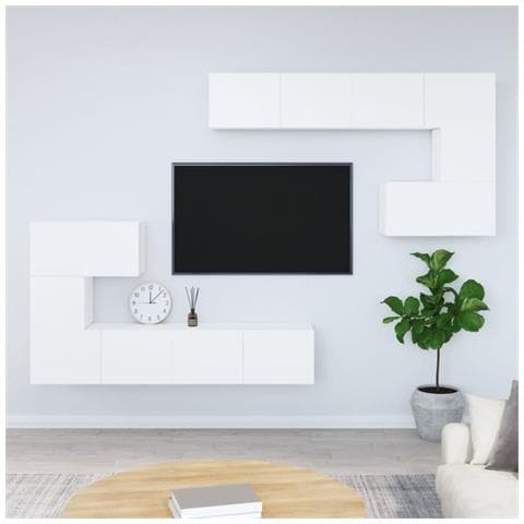 Mobile Porta Tv A Parete Bianco In Legno Multistrato - Foto 13